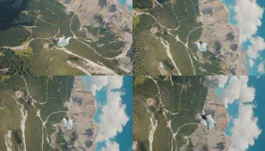 冒险者穿着翼服在山间飞行 高清在线视频素材下载