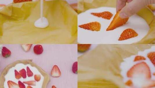 草莓冻酸奶的做法高清在线视频素材下载