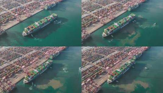 港口青岛港前湾港航拍高清在线视频素材下载