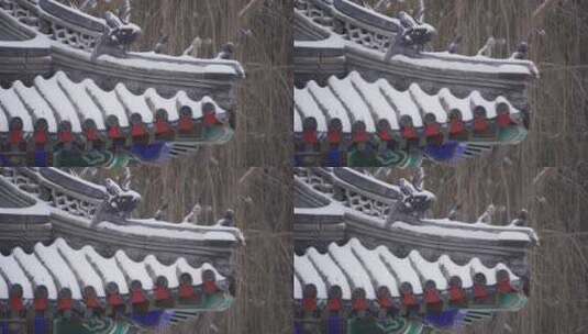 实拍古建筑雪景高清在线视频素材下载