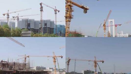 4K建筑工地塔吊施工高清在线视频素材下载