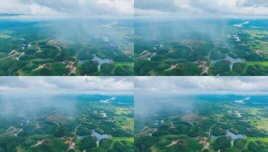 南宁乡村丘陵群山与乌云下雨航拍延时高清在线视频素材下载