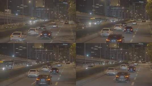 夜景车流 夜景行驶的汽车高清在线视频素材下载