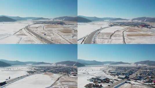 4k航拍雪后的山林高清在线视频素材下载