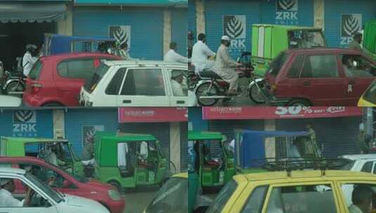 巴基斯坦城市道路人流车流地拍高清在线视频素材下载