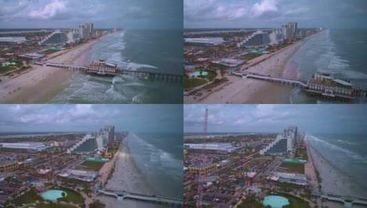 航拍海边的城市高清在线视频素材下载