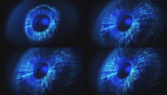 在形成人眼的空间中扩展的抽象蓝光爆炸高清在线视频素材下载