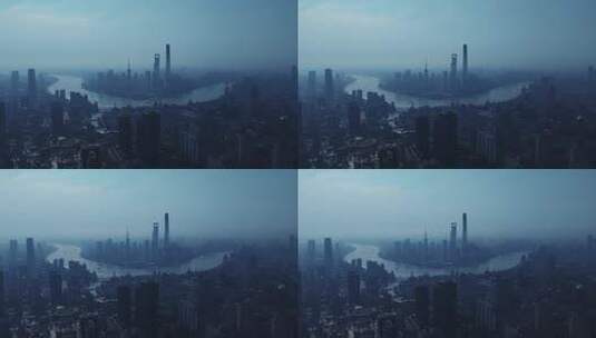 上海陆家嘴CBD延时航拍高清在线视频素材下载