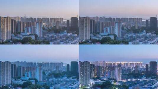九江市城市景观楼盘林立夜幕降临的延时高清在线视频素材下载