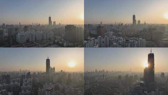 上海徐汇滨江清晨航拍高清在线视频素材下载