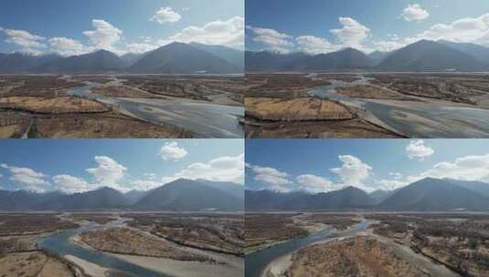 西藏昌都八宿县然乌镇来古冰川航拍湖泊高清在线视频素材下载