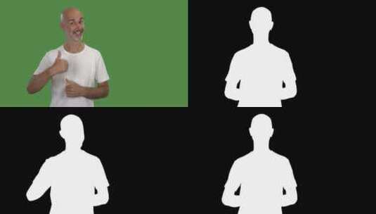 绿屏上的循环男人竖起大拇指微笑高清在线视频素材下载