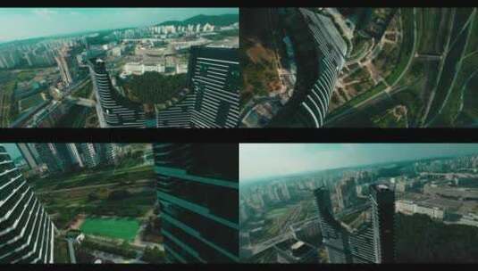 FPV穿越机无人机航拍摩天大楼天空韩国首尔高清在线视频素材下载