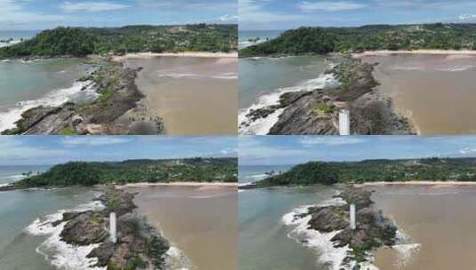 巴西巴伊亚州伊塔卡雷的贝壳灯塔。旅游景观。高清在线视频素材下载