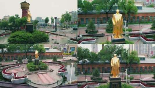 毛主席像铜雕塑高清在线视频素材下载