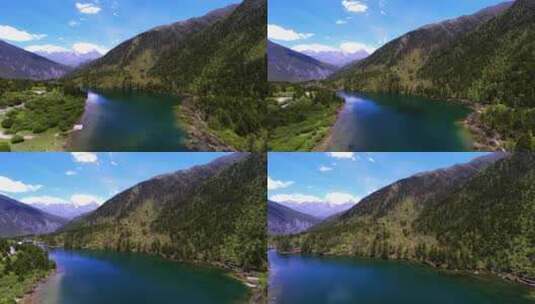 藏区雪山湖泊航拍高清在线视频素材下载