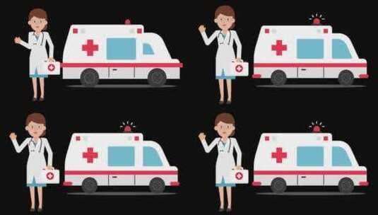 MG医疗救护车卡通形象动画高清在线视频素材下载