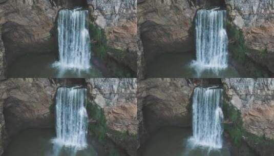 瀑布航拍 贵州羊皮洞瀑布实拍高清在线视频素材下载