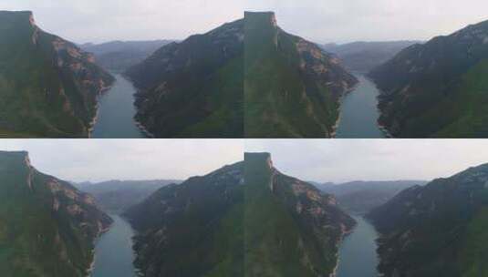 四川重庆瞿塘峡与白帝城景点航拍高清在线视频素材下载