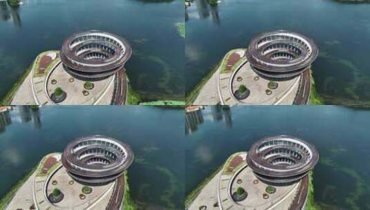 长沙梅溪湖城市岛双螺旋观景平台高清在线视频素材下载