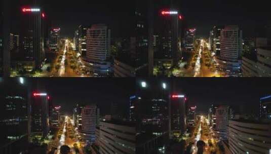 航拍浙江台州城市夜幕降临高清在线视频素材下载