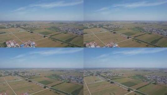北方乡村小麦种植航拍高清在线视频素材下载