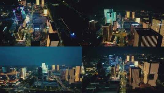 合集郑州夜景航拍高清在线视频素材下载