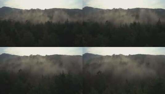 大兴安岭小兴安岭原始森林云雾缭绕航拍高清在线视频素材下载