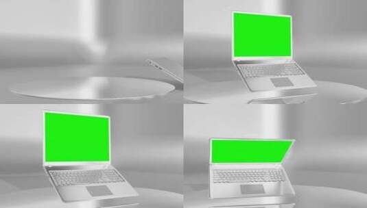现代化空间和绿幕的笔记本电脑高清在线视频素材下载