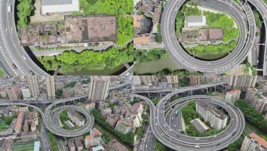广州高架桥航拍4K高清在线视频素材下载