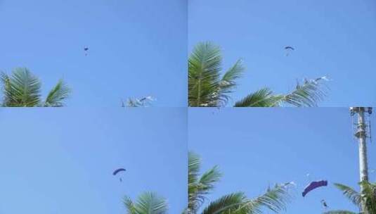 4k博鳌 跳伞运动人员降落 旅游项目高清在线视频素材下载
