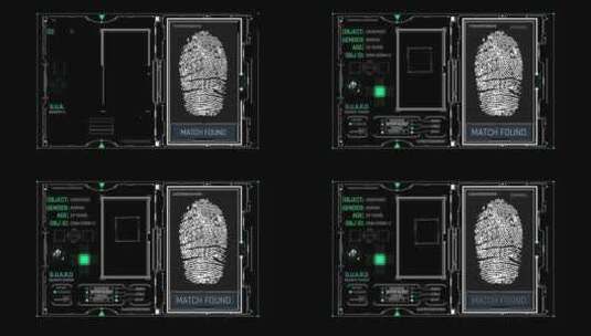 HUD指纹扫描安全验证大数据分析高清在线视频素材下载