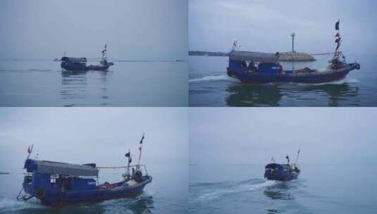 渔民开船出海捕鱼高清在线视频素材下载