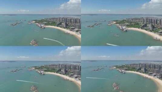 福建省泉州市石狮黄金海岸景区海景航拍高清在线视频素材下载