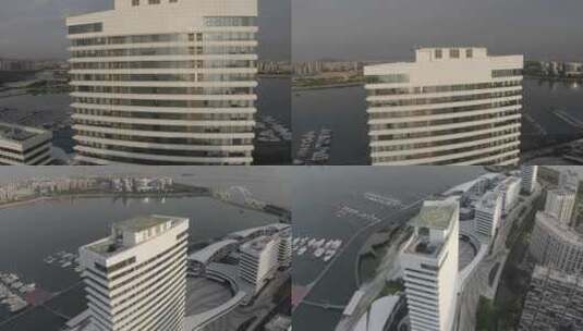 厦门市五缘湾国际游艇汇五缘大桥海景航俯拍高清在线视频素材下载
