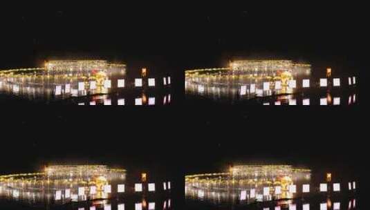 桂林阳朔遇龙河巨龙巡演震撼夜景模式拍摄高清在线视频素材下载