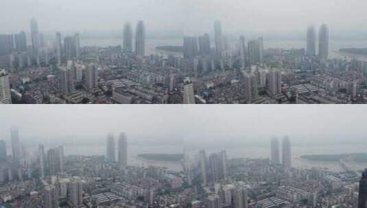 武汉烟雨 4K城市风光航拍高清在线视频素材下载