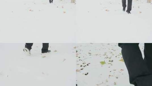 雪地中脚步高清在线视频素材下载