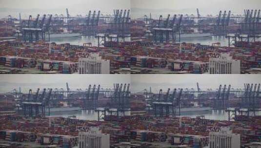 超大型港口盐田港物流运输延时高清在线视频素材下载