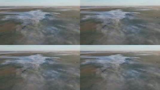 航拍呼伦贝尔草原莫日格勒河晨雾220高清在线视频素材下载