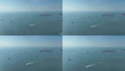 大海轮船海洋货船航拍深圳前海湾港口码头高清在线视频素材下载