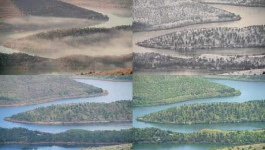 森林河流大自然风景季节交替延时拍摄高清在线视频素材下载