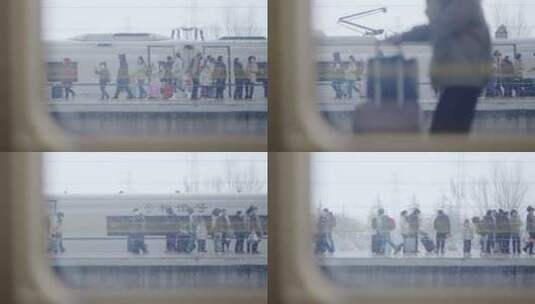 洛阳春运高铁站返乡站台回家高清在线视频素材下载