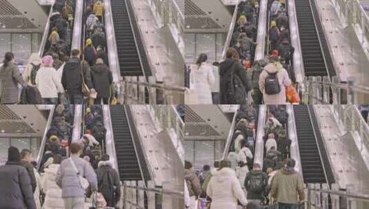 春运过年春节人流高铁站乘客上海虹桥火车站高清在线视频素材下载