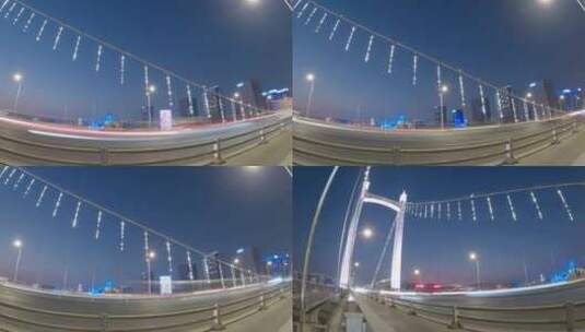 福州鼓山大桥车水马龙鱼眼延时摄影高清在线视频素材下载