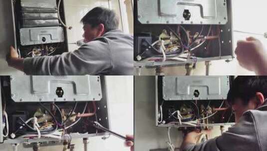 修热水器 修燃气高清在线视频素材下载