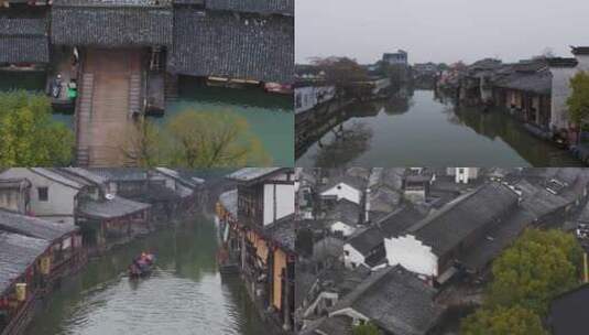 浙江绍兴安昌古镇冬季雪景航拍高清在线视频素材下载