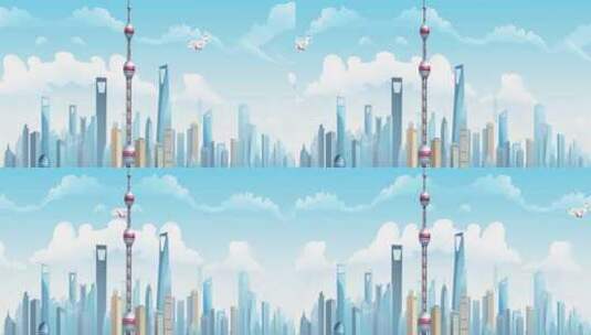 上海东方明珠卡通背景高清在线视频素材下载