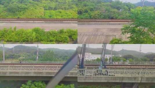 火车动车高铁行驶车窗外的风景风光视频素材高清在线视频素材下载