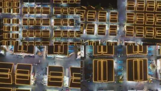 三亚湾天涯夜市集散中心航拍高清在线视频素材下载